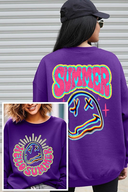 Summer Face Front Back Graphic Fleece Sweatshirts Color Bear