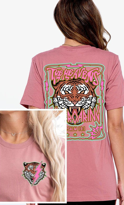 Heavens Roaring Tiger Front Back Graphic T Shirts Color Bear