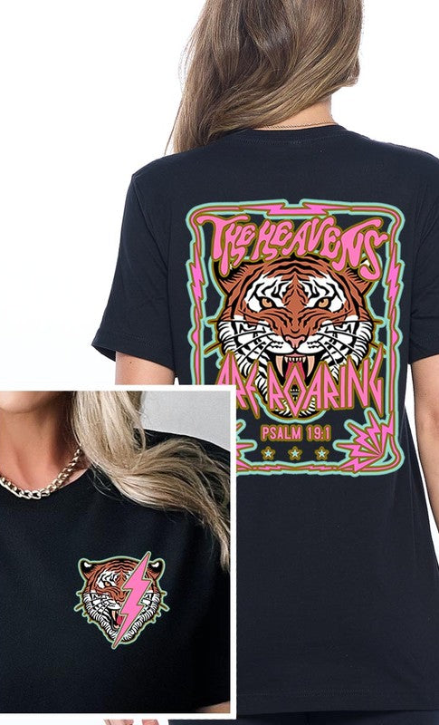 Heavens Roaring Tiger Front Back Graphic T Shirts Color Bear