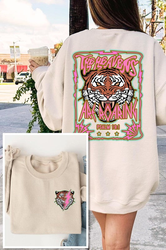 Tiger Front Back Graphic Fleece Sweatshirts Color Bear