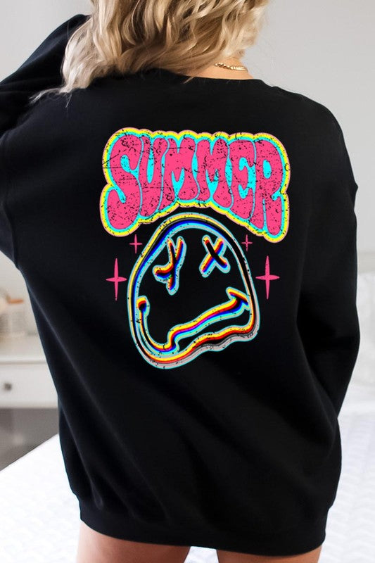 Summer Face Back Graphic Fleece Sweatshirts Color Bear