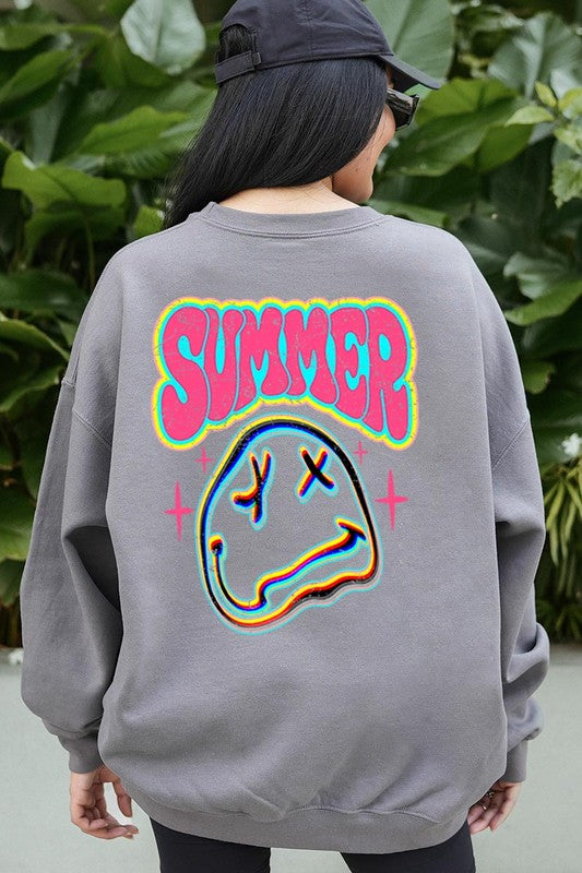 Summer Face Back Graphic Fleece Sweatshirts Color Bear