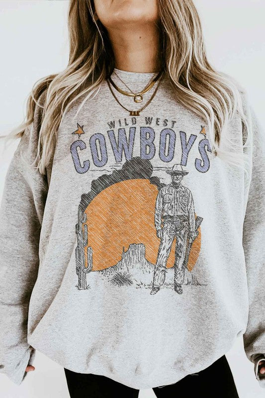 WILD WEST COWBOYS WESTERN GRAPHIC SWEATSHIRT ROSEMEAD LOS ANGELES CO