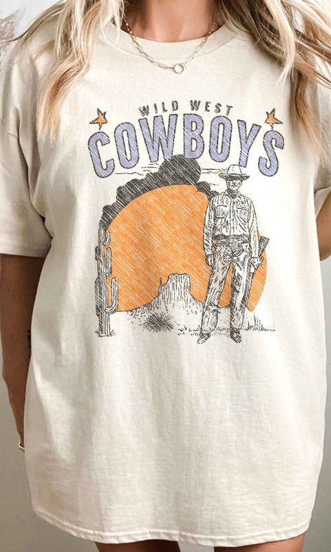WILD WEST COWBOYS WESTERN OVERSIZED GRAPHIC TEE ROSEMEAD LOS ANGELES CO