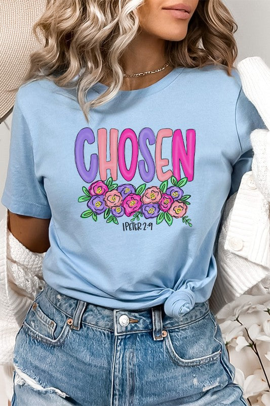 Easter Colorful Chosen Floral Graphic Tee Cali Boutique