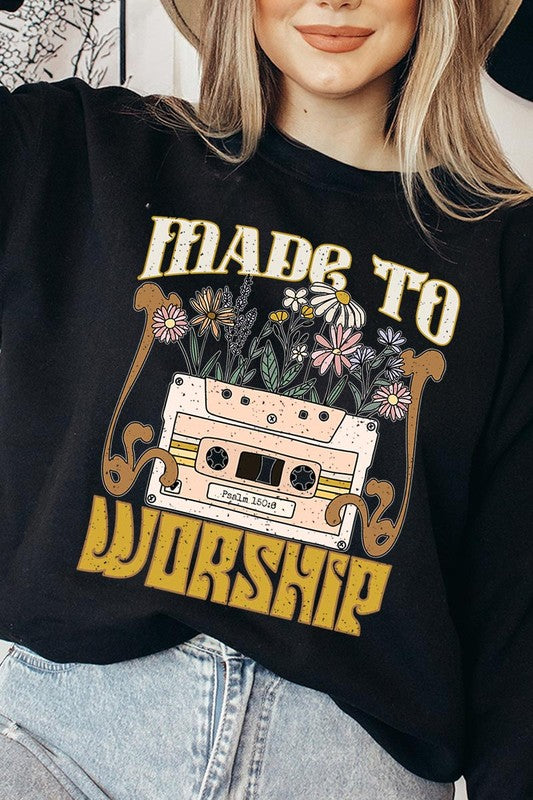 Worship Psalm Cassette Graphic Fleece Sweatshirts Color Bear