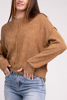 Brushed Melange Hacci Hi-Low Hem Sweater ZENANA