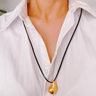 Black Leather Teardrop Necklace Ellison and Young