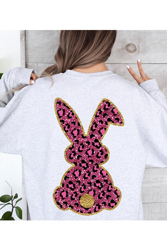 Easter Bunny Faux Glitter Back Graphic Sweatshirts Color Bear