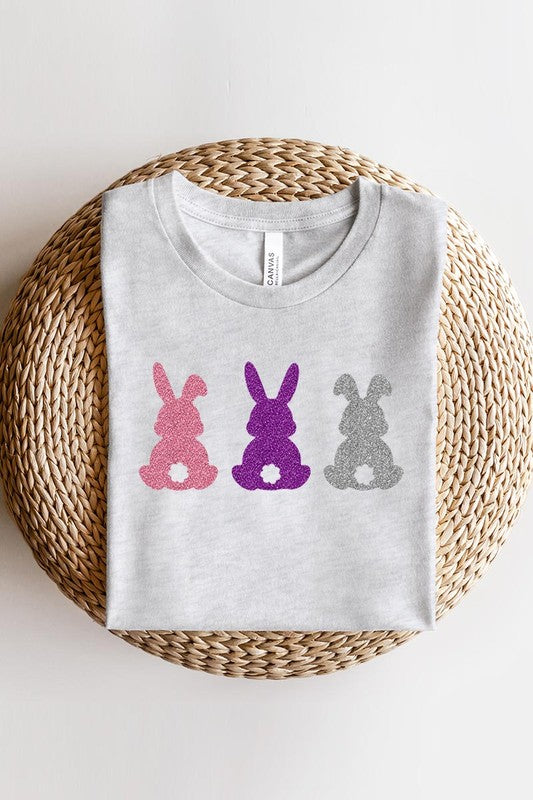 Easter Bunny Glitter Patch Graphic T Shirts Color Bear