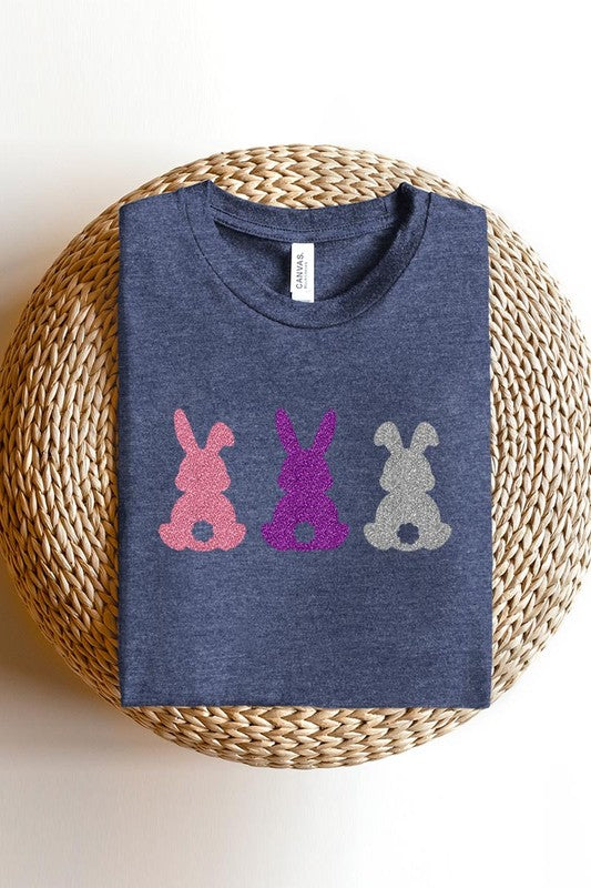 Easter Bunny Glitter Patch Graphic T Shirts Color Bear