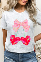 Cherry Pink Bow Soft Girl Era Graphic T Shirts Color Bear
