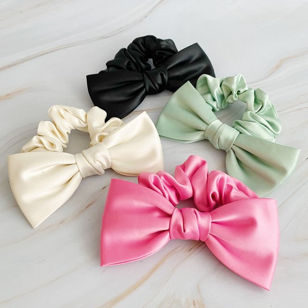 Satin Bow Tie Hair Scrunch Ellison and Young