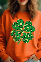 Four Leaf Clover Graphic Fleece Sweatshirts Color Bear