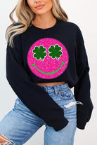 Smile Face Glitter Graphic Fleece Sweatshirts Color Bear