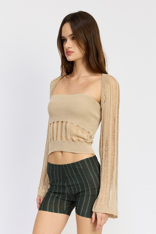 DISTRESSED SWEATER TUBE TOP Emory Park