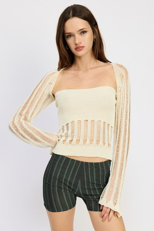 DISTRESSED SWEATER TUBE TOP Emory Park