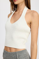 RIBBED HALTER NECK TOP Emory Park