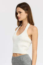 RIBBED HALTER NECK TOP Emory Park