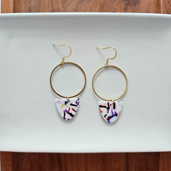 Iris Earrings Large - Marble Confetti Spiffy & Splendid