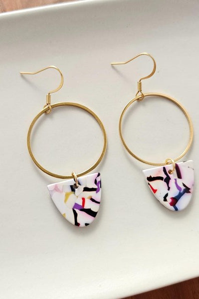 Iris Earrings Large - Marble Confetti Spiffy & Splendid