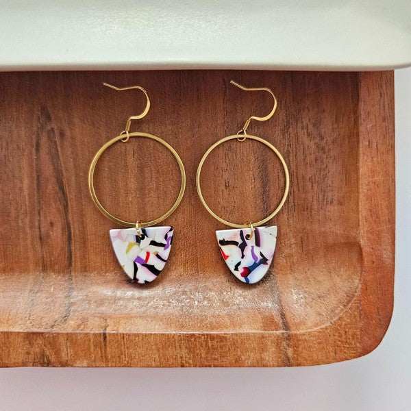 Iris Earrings Large - Marble Confetti Spiffy & Splendid