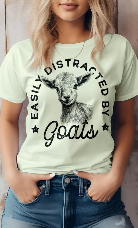 Easily Distracted by Goats, Farm Graphic Tee Rebel Stitch