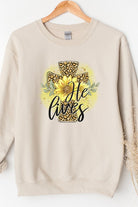 Easter He Lives Leopard Cross Sweatshirt Cali Boutique