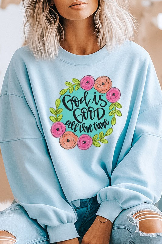 God is Good All The Time Circle Sweatshirt Cali Boutique