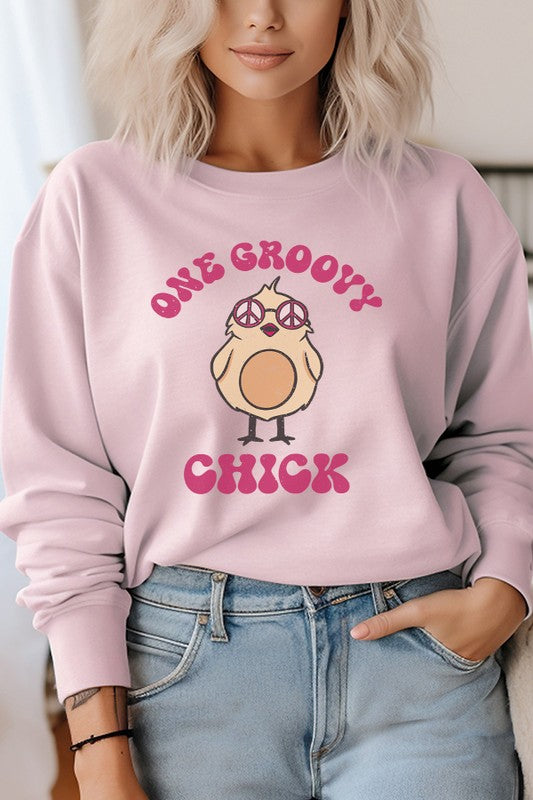 Easter One Groovy Chick Graphic Sweatshirt Cali Boutique