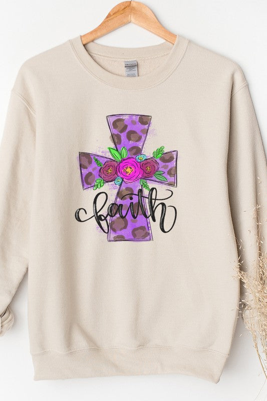Easter Faith Purple Cross Graphic Sweatshirt Cali Boutique