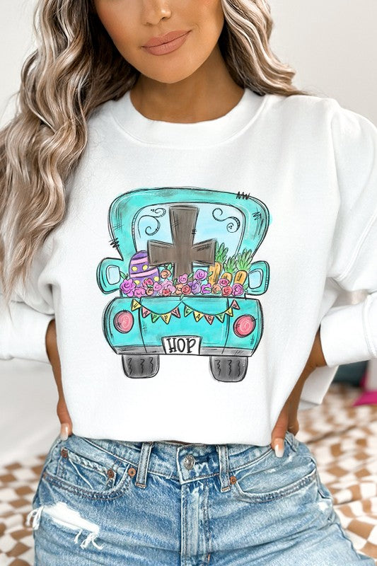 Easter Hop Cross Truck Graphic Sweatshirt Cali Boutique