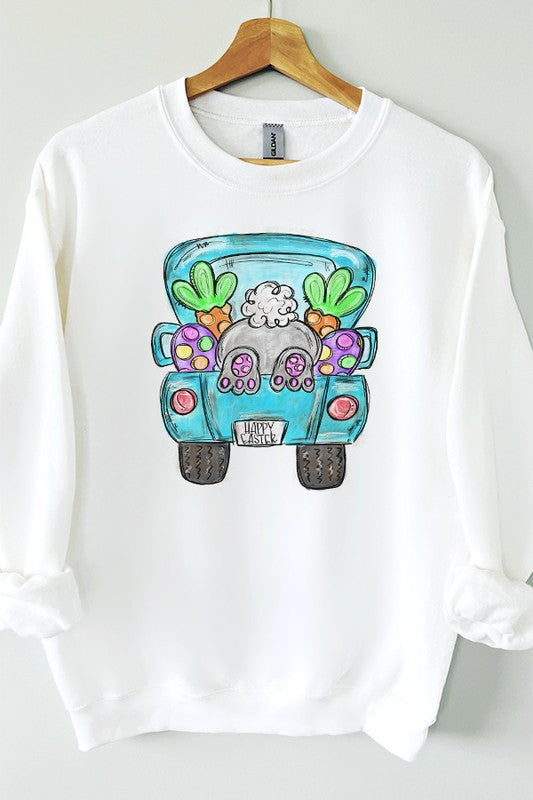 Happy Easter Bunny Truck Graphic Sweatshirt Cali Boutique