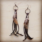 Brown Deerskin Leather Tassel Earring Yellow Feath The Jewelry Junkie