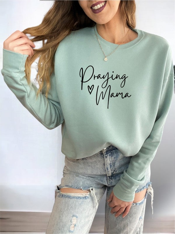 Praying Mama Premium Crewneck Sweatshirt Ocean and 7th