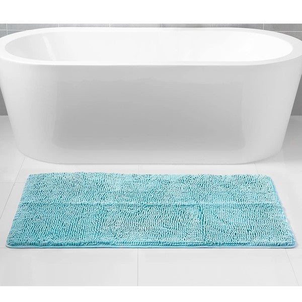 Blue Chenille Bath Mat Soft Bathroom Rug Home Mart Goods