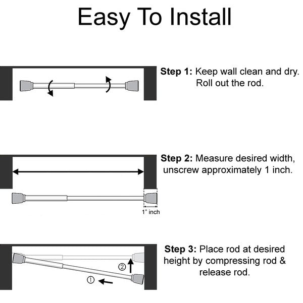 Silver Adjustable Tension Curtain Rod 41-76 inches Home Mart Goods