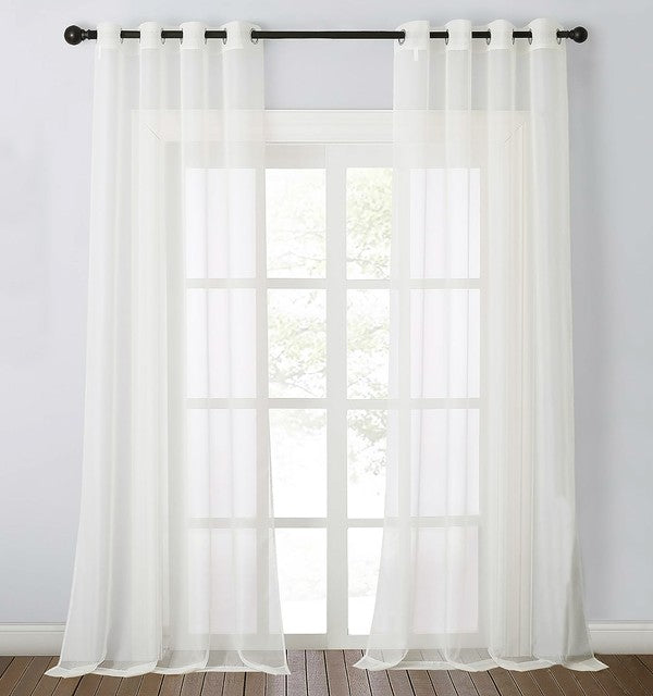 Beige Sheer Window Grommet Curtain Set Home Mart Goods