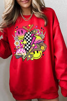 Smile Face Softball Graphic Fleece Sweatshirts Color Bear