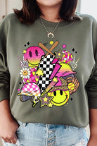 Smile Face Softball Graphic Fleece Sweatshirts Color Bear