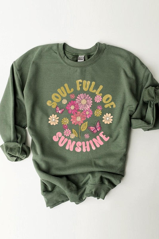 Soul Sunshine Floral Graphic Fleece Sweatshirts Color Bear