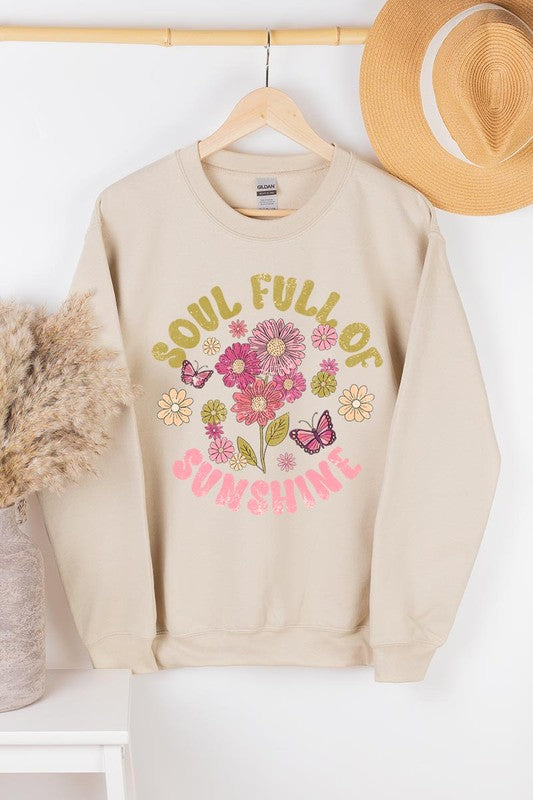 Soul Sunshine Floral Graphic Fleece Sweatshirts Color Bear