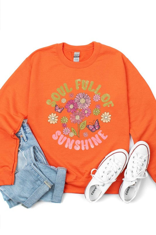 Soul Sunshine Floral Graphic Fleece Sweatshirts Color Bear