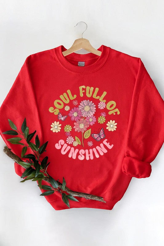 Soul Sunshine Floral Graphic Fleece Sweatshirts Color Bear