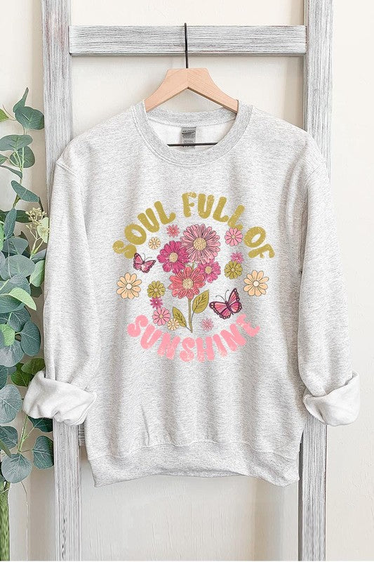 Soul Sunshine Floral Graphic Fleece Sweatshirts Color Bear