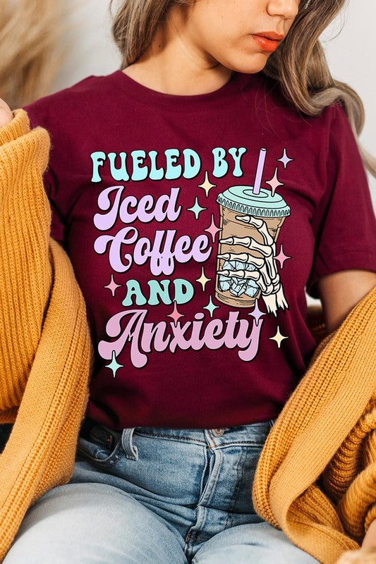 Color Bear Iced Coffee Anxiety Skeleton Graphic T Shirts Color Bear
