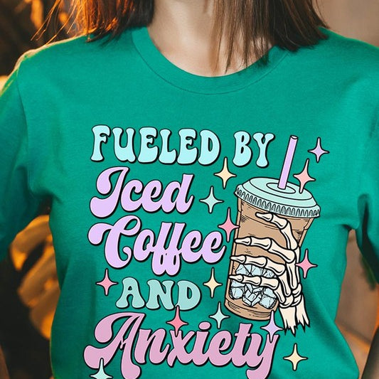 Color Bear Iced Coffee Anxiety Skeleton Graphic T Shirts Color Bear