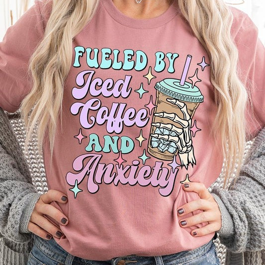 Iced Coffee Anxiety Skeleton Graphic T Shirts Color Bear