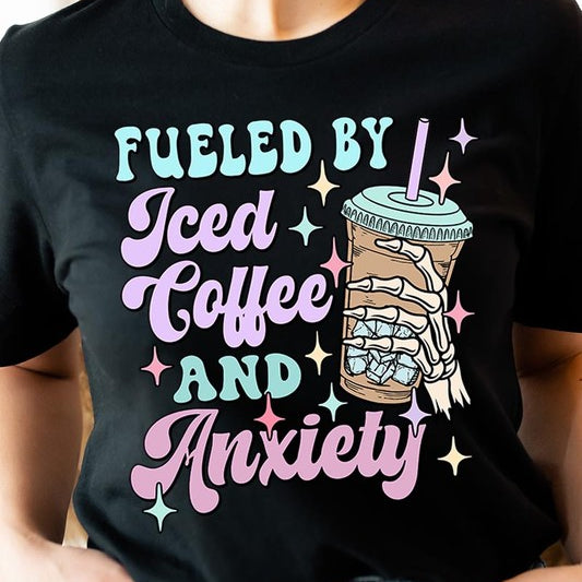 Iced Coffee Anxiety Skeleton Graphic T Shirts Color Bear