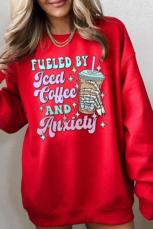 Iced Coffee Skeleton Graphic Fleece Sweatshirts Color Bear